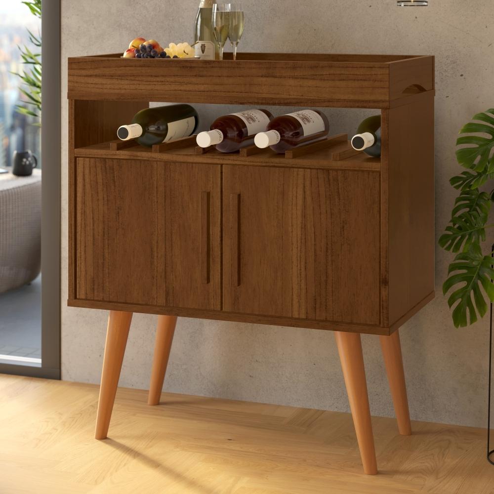 Aparador Café Drink com Portas Pés em Madeira Pinus Canela - DDCOFT312486