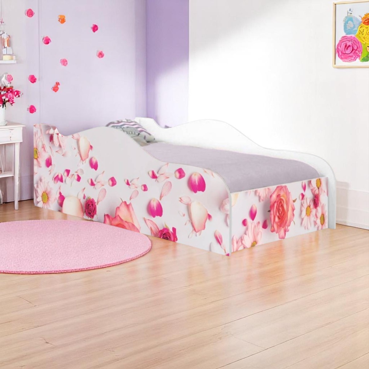 Cama Mobili Solteiro Rosas - DDCKMCB1408SPR