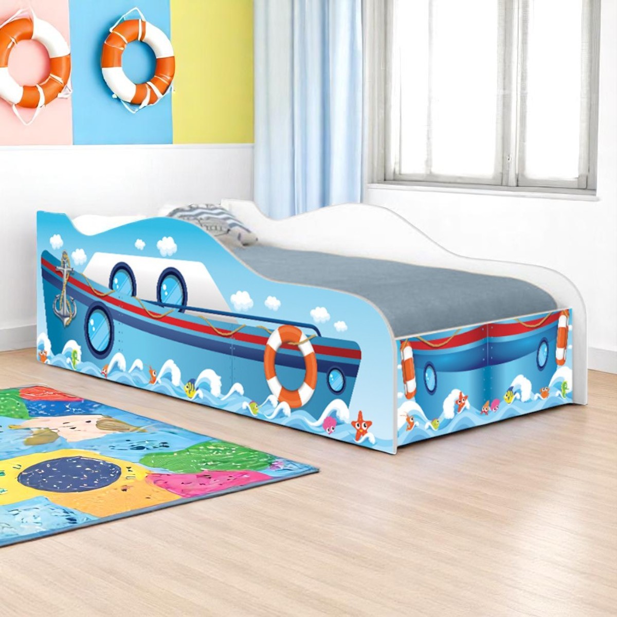 Cama Carro Adesivada Navio Kids Infantil - DDCKMCB1473KEI