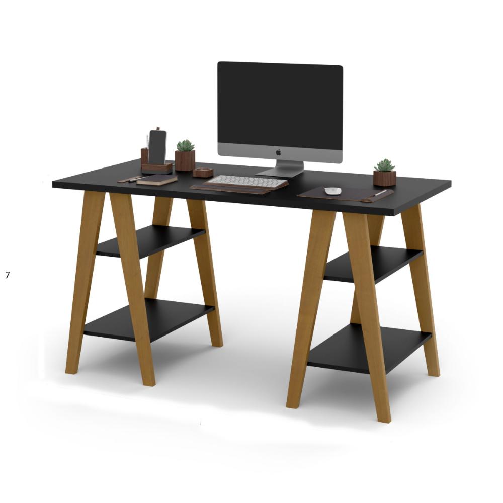 Mesa Escrivaninha Cavalete 4 Prateleiras Preto - DDCOFT311564