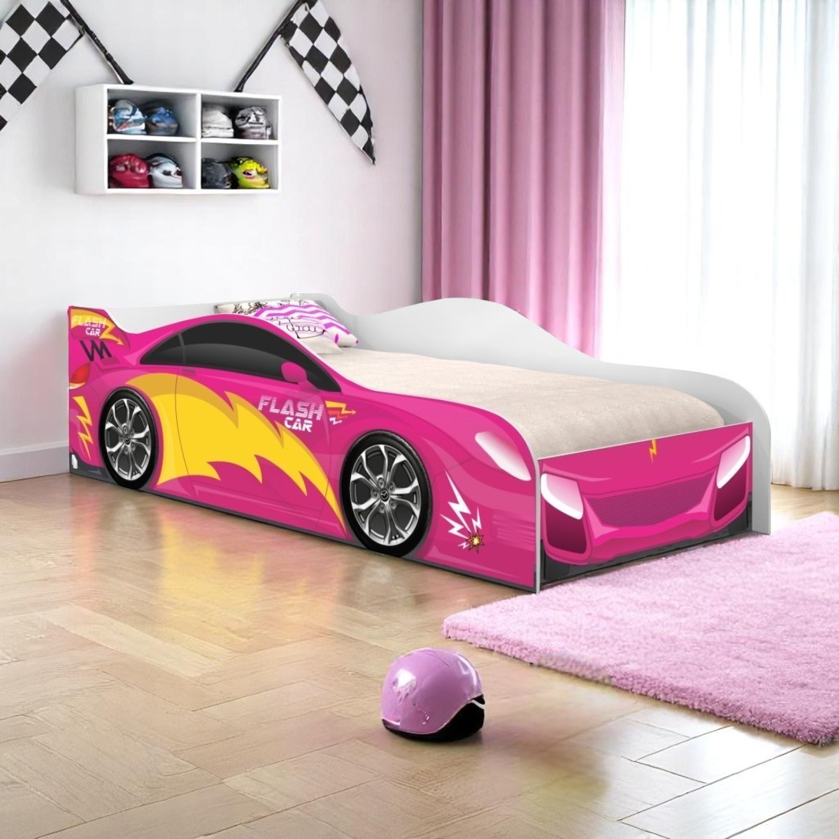 Cama Solteiro Glow Velocista Rosa - DDCKMCB202210PS