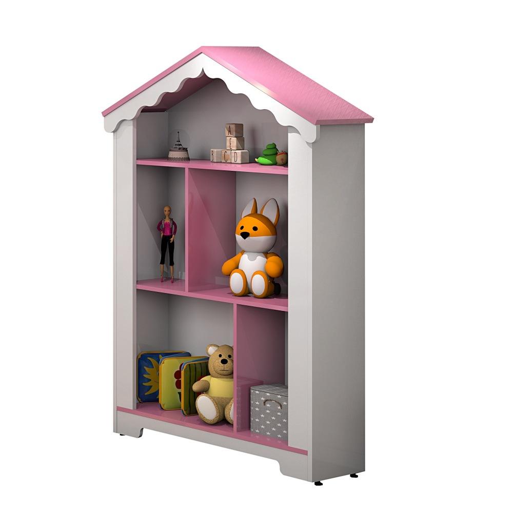 Estante Infantil Casinha Magia Branco Rosa - DDCOFT304719