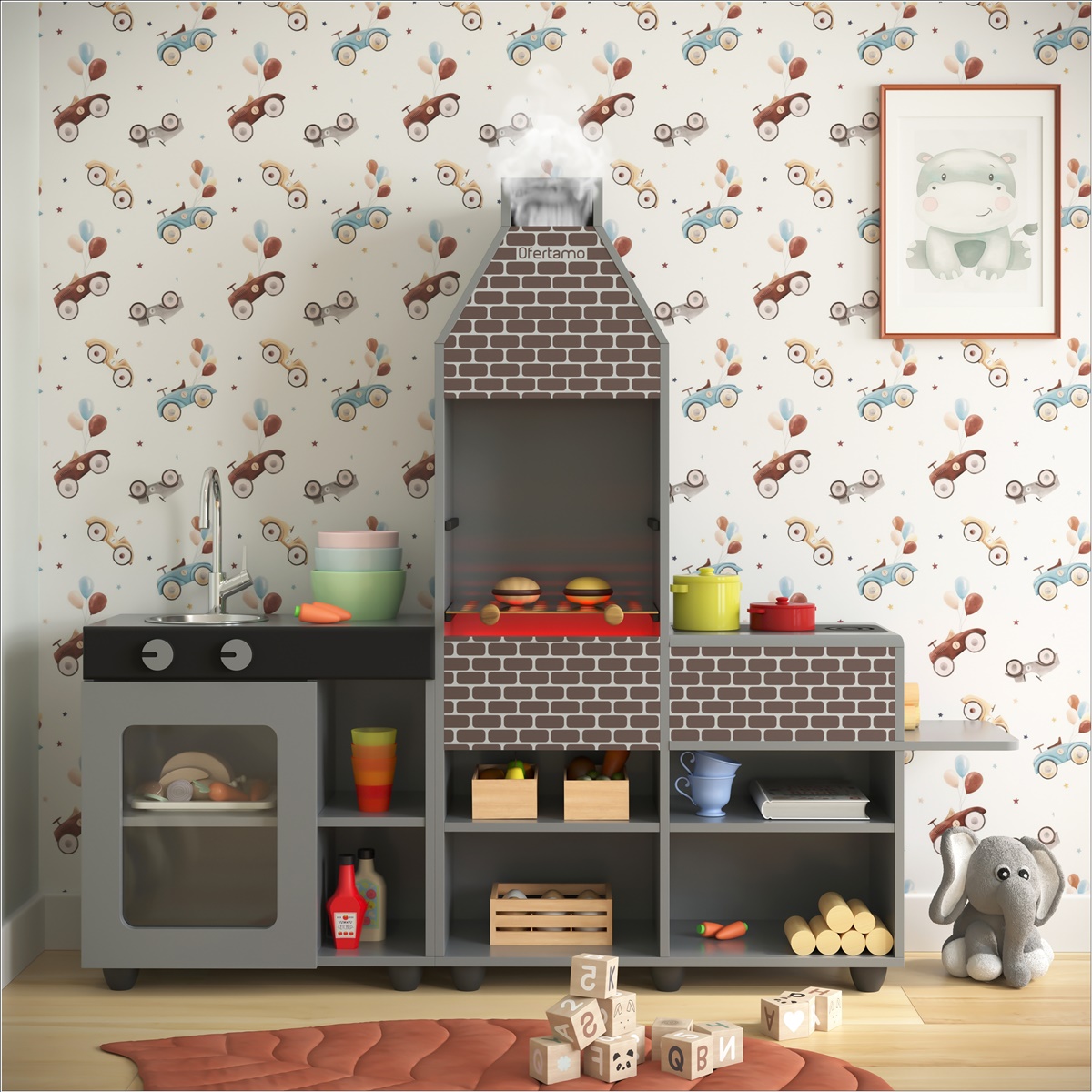 Cozinha Churrasqueira Infantil Mini Chefe Cinza Connect - DDCOFT478027