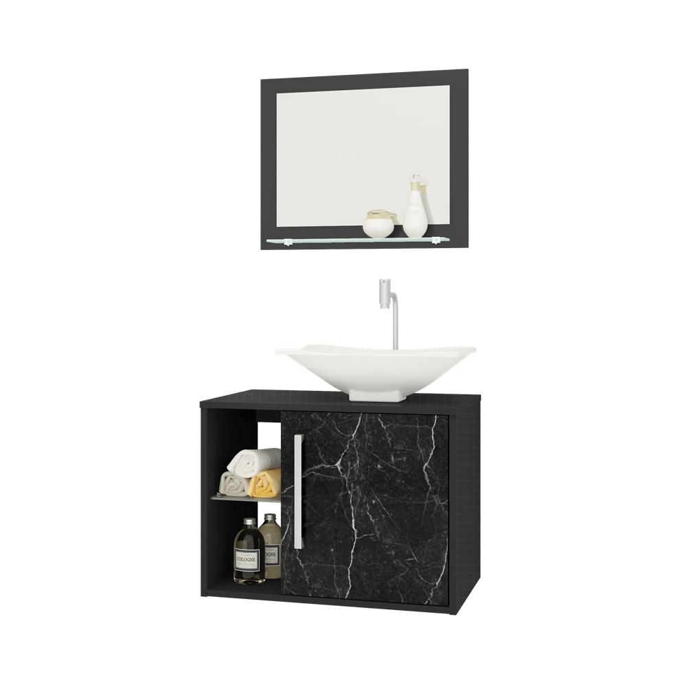 Conj Gabinete Baden Banheiro Preto Fosco Nero - DDCOFT853374