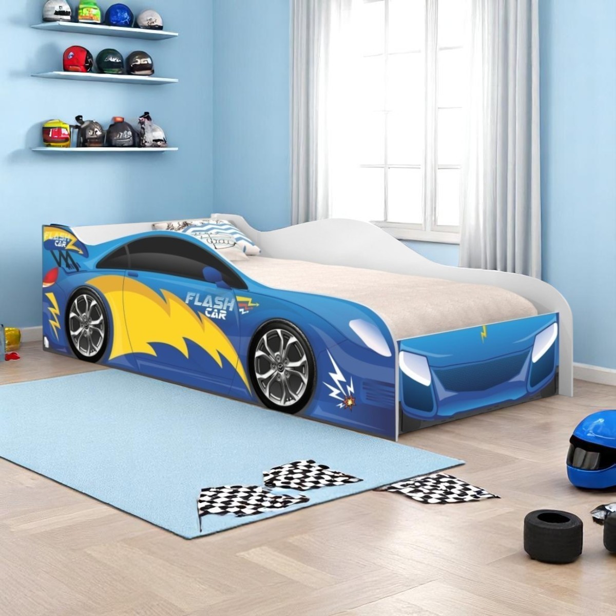 Cama Solteiro Glow Velocista Azul - DDCKMCB202207PS