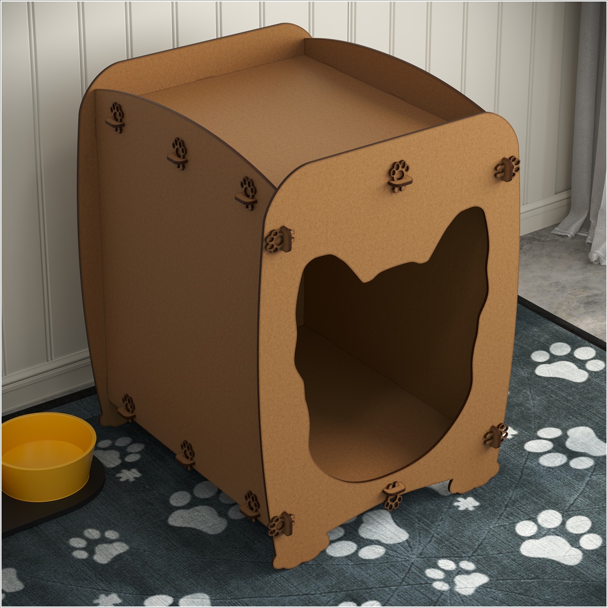 Mesa De Cabeceira Casinha Pet Dog  MDF Natural - DDCOFT319713
