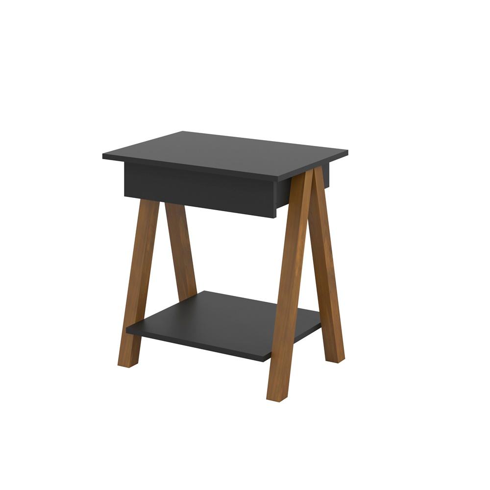 Mesa de Cabeceira 1 Gaveta Amadeirado Preto - DDCOFT302180
