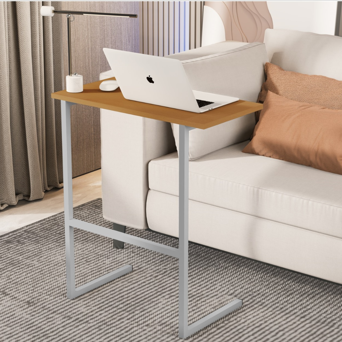 Mesa P Notebook Thor MDP Pés Ferro Nature Cinza - DDCOFT860576