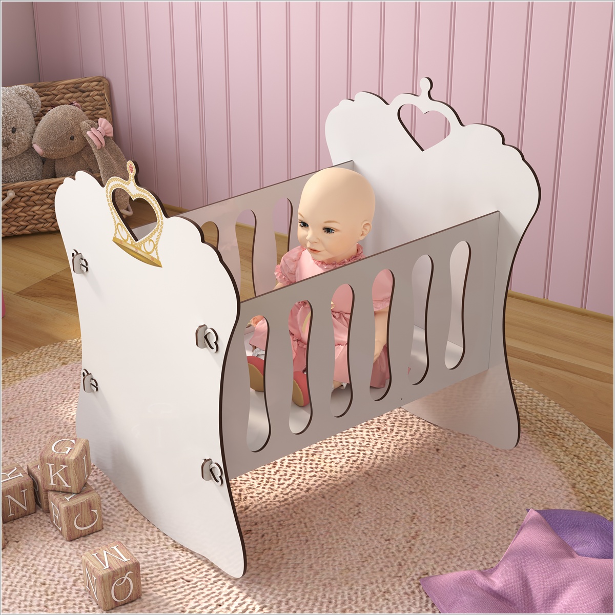 Berço Infantil de Boneca Bebe Reborn Branco - DDCOFT319898