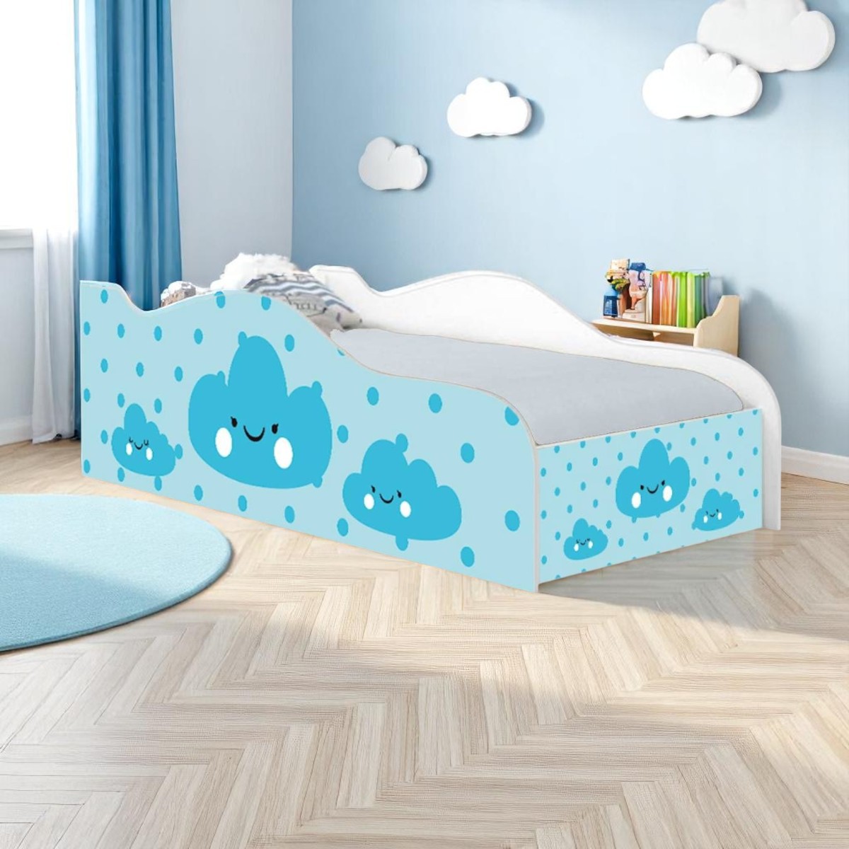 Cama Mobili Solteiro Nuvenzinha Menino - DDCKMCB1448SPR