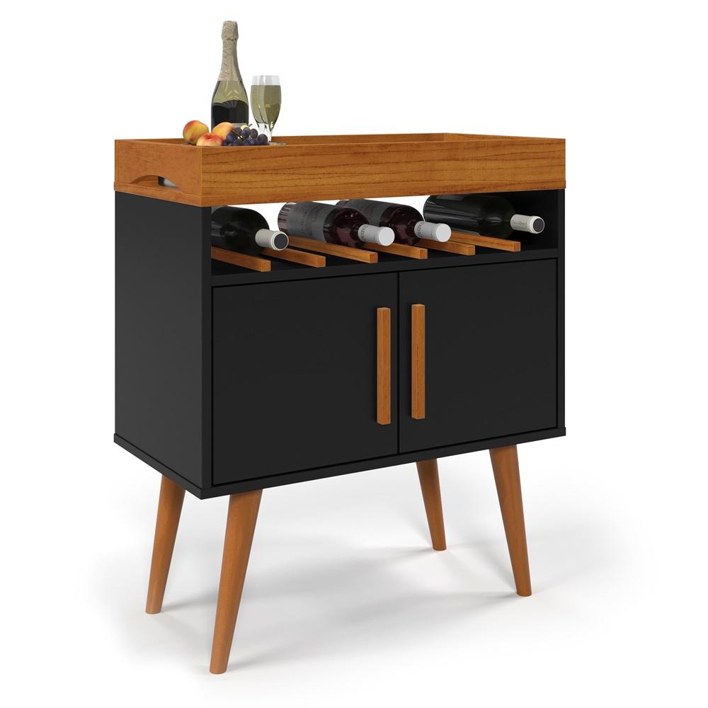 Aparador Café Drink Pés em Madeira Preto Caramelo - DDCOFT313766