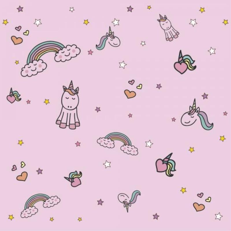 Papel De Parede Infantil Unicórnio Menina