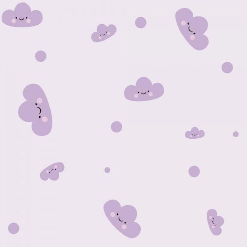Papel De Parede Infantil Nuvem Menina Lilás