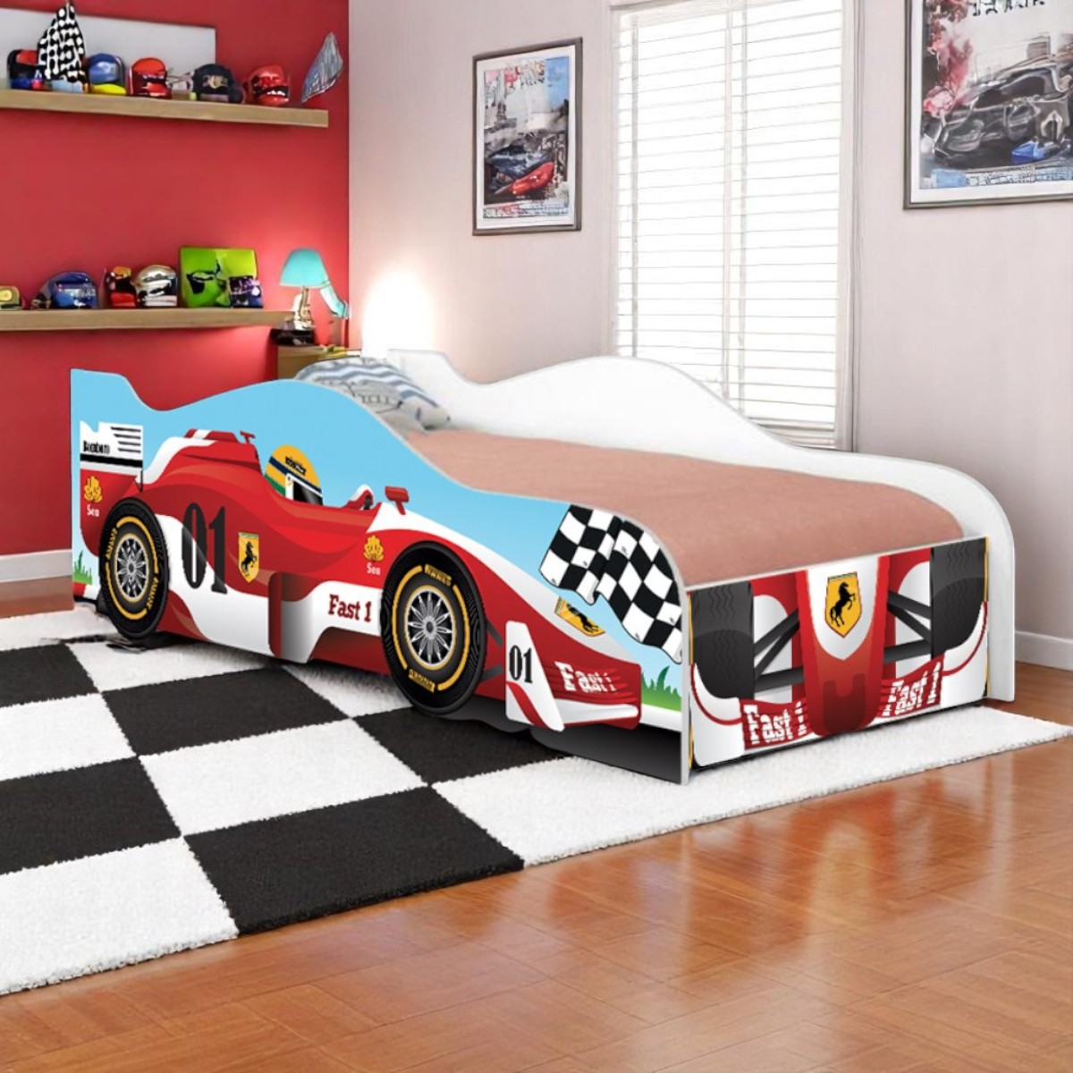 Cama Carro Corrida Fórmula 1 Kids Solteiro - DDCKMCB1472KES