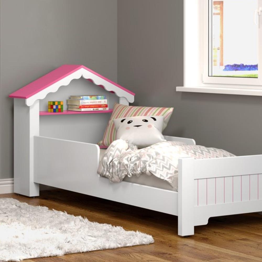Mini Cama Infantil Casinha Princesa Quarto Branco Rosa - DDCOFT304733