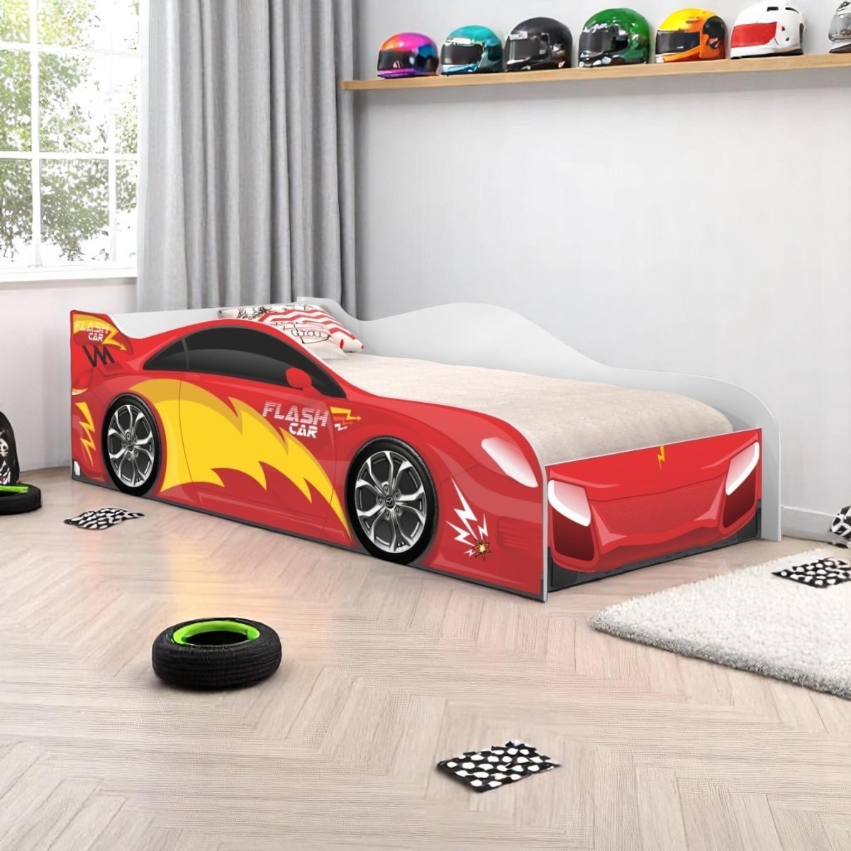 Cama Infantil Carro Velocista Vermelho - DDCKMCB202206PI