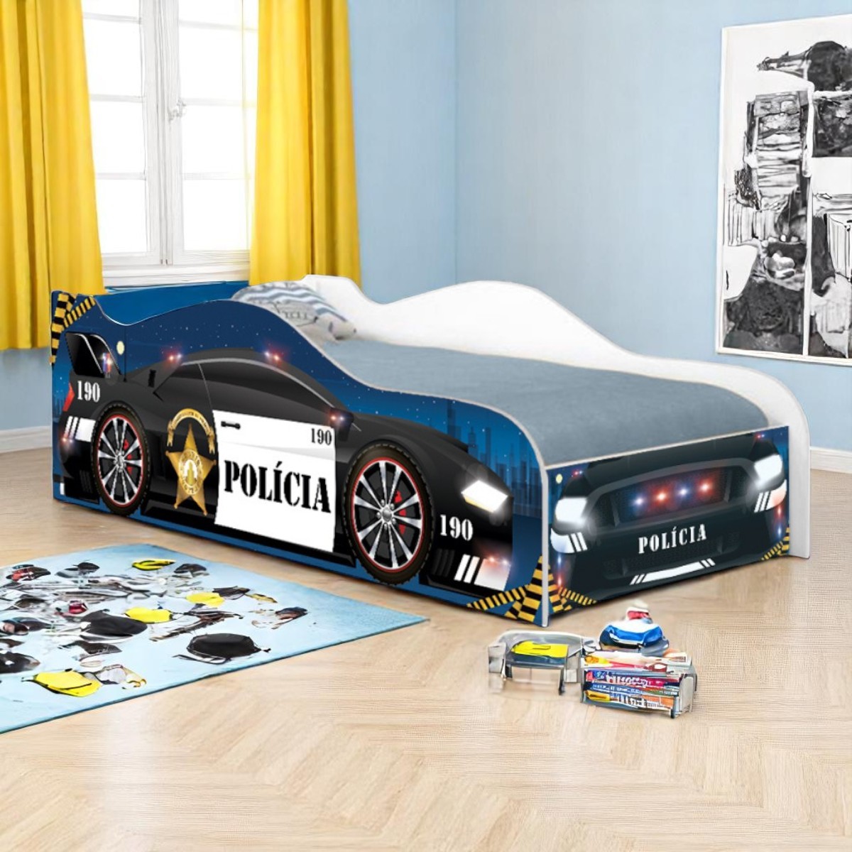 Cama Carro de Polķcia Kids Infantil - DDCKMCB1477KEI