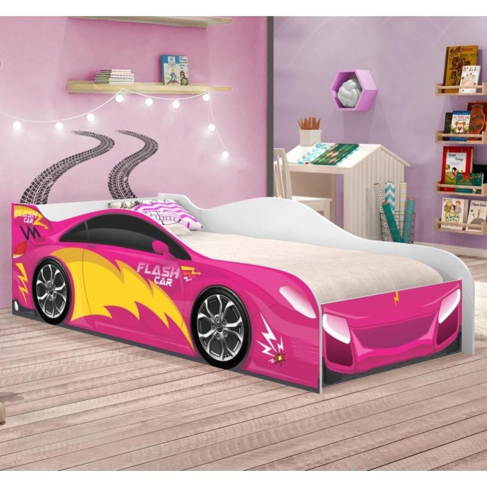 Cama Infantil Carro Velocista Pink - DDCKMCB202210PI