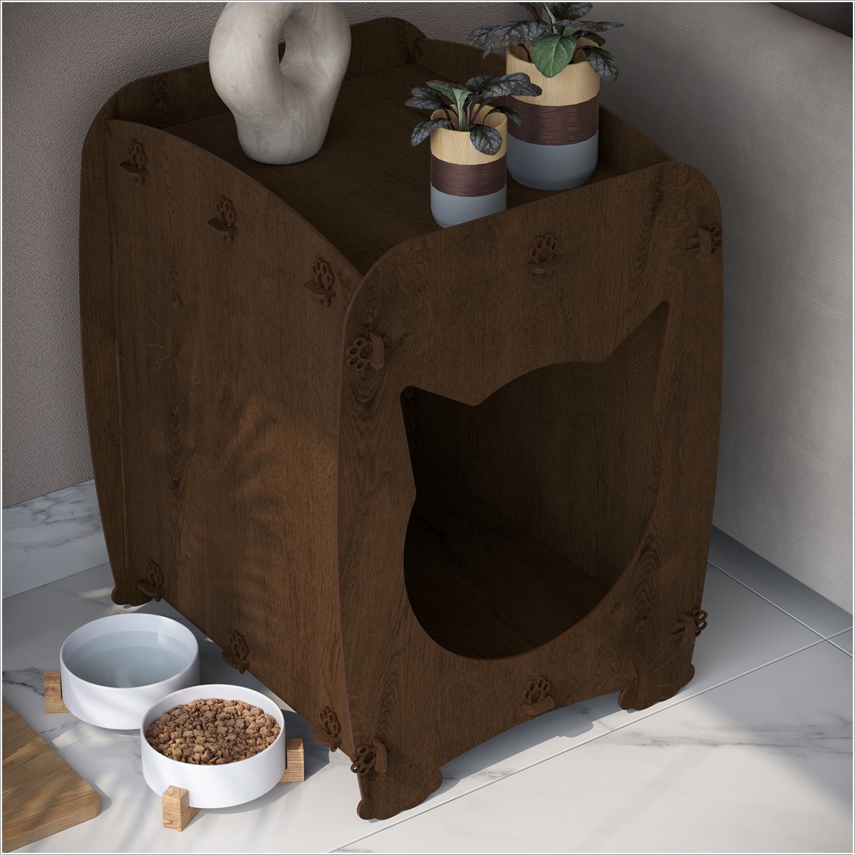Mesa De Cabeceira Casinha Pet Gato Cat Malbec - DDCOFT319706