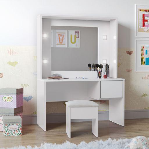 Penteadeira Infantil Diana Led Banqueta Branco - DDCOFT317917