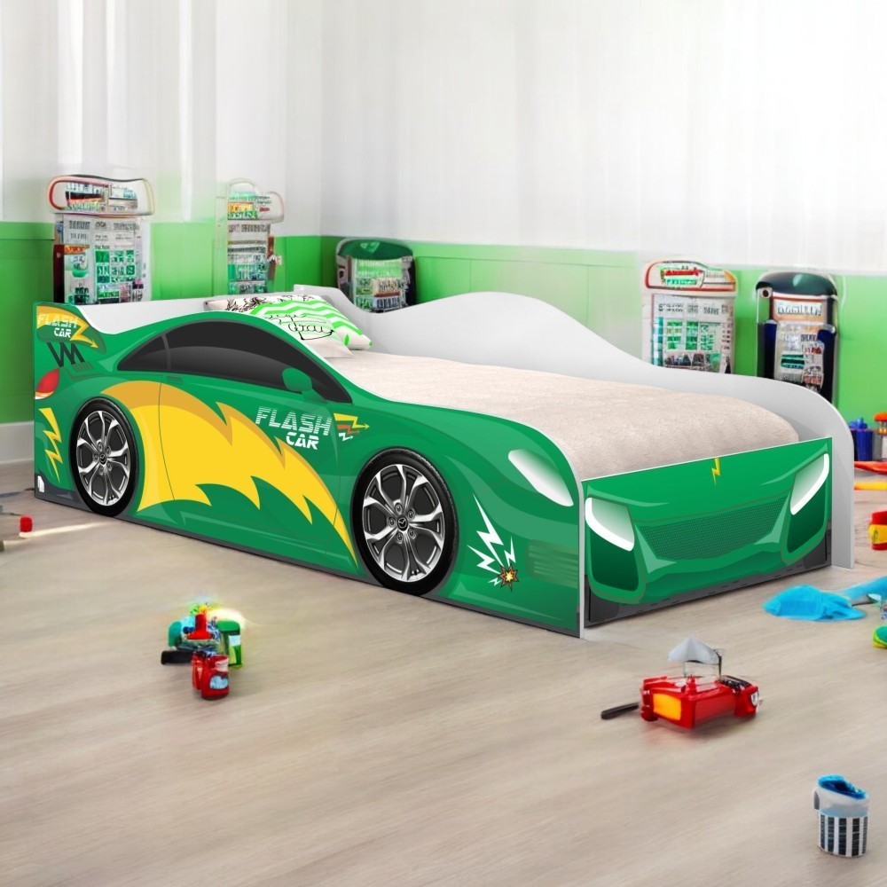 Cama Infantil Carro Velocista Verde - DDCKMCB202211PI