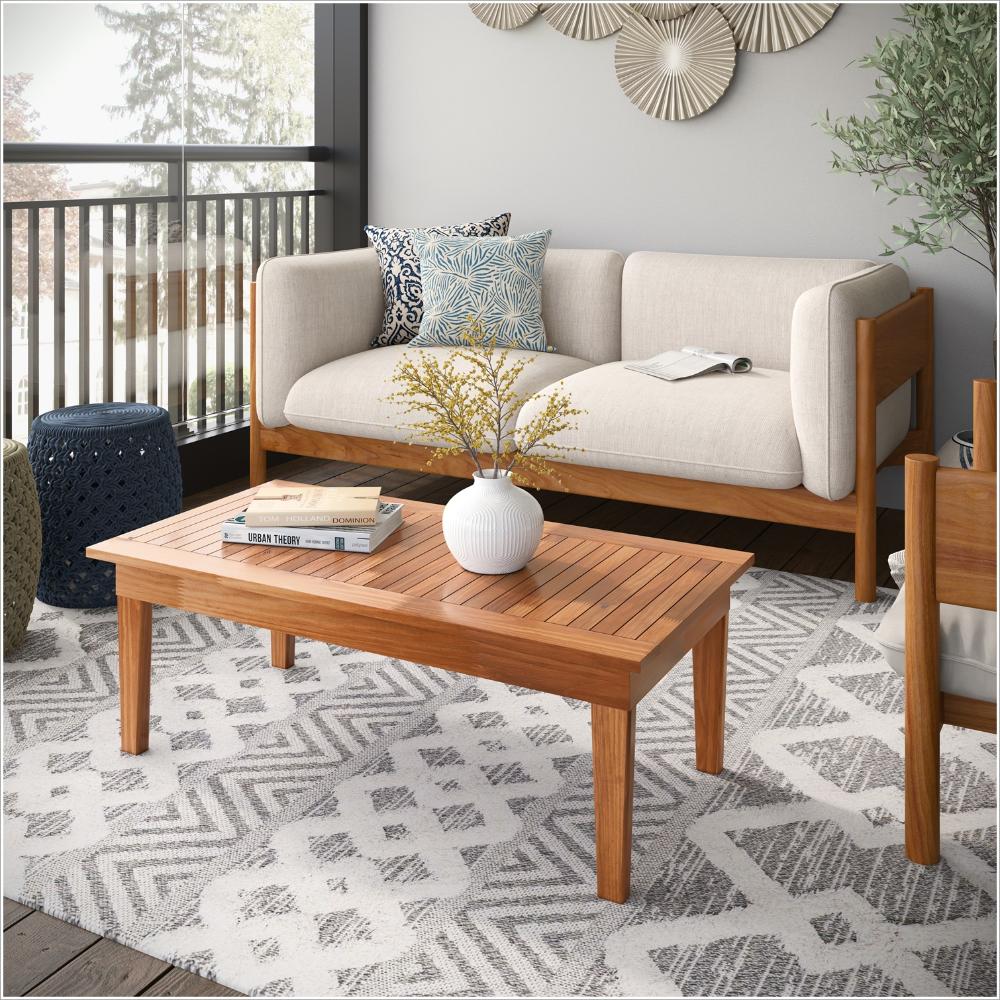 Mesa Centro 80x40 Ripada Madeira Rustica Castanho - DDCOFT318938
