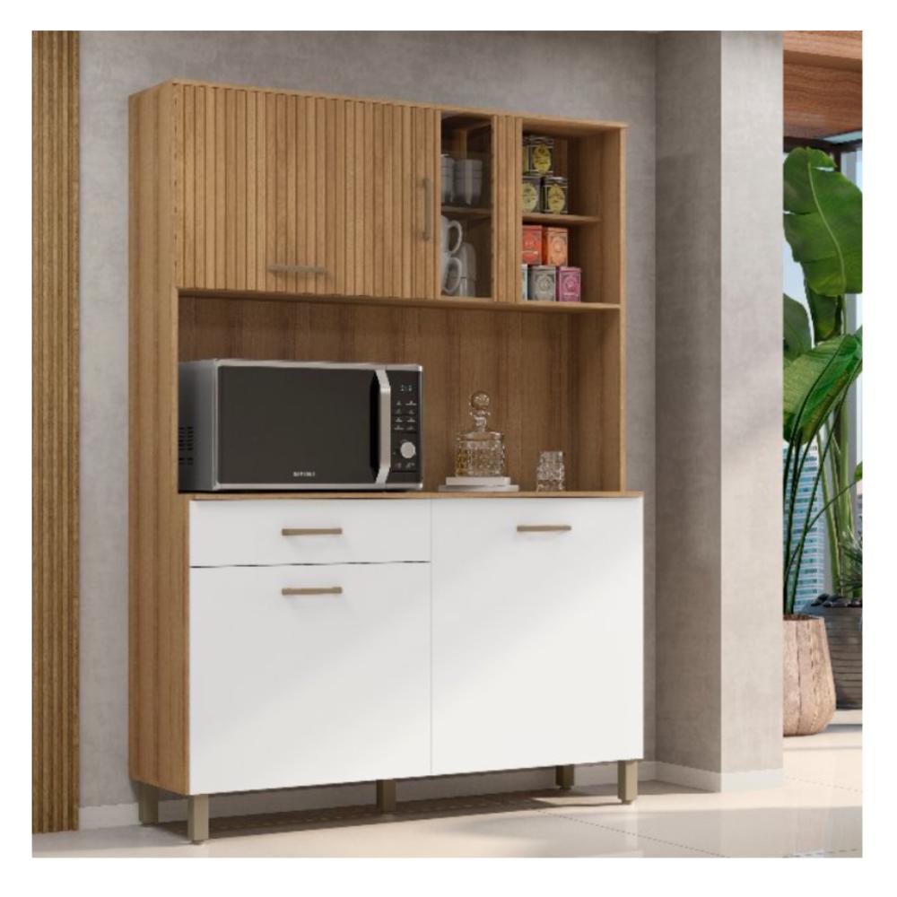 Kit Cozinha Viena Plus 1200 Branco Ripado - DDCOFT808166