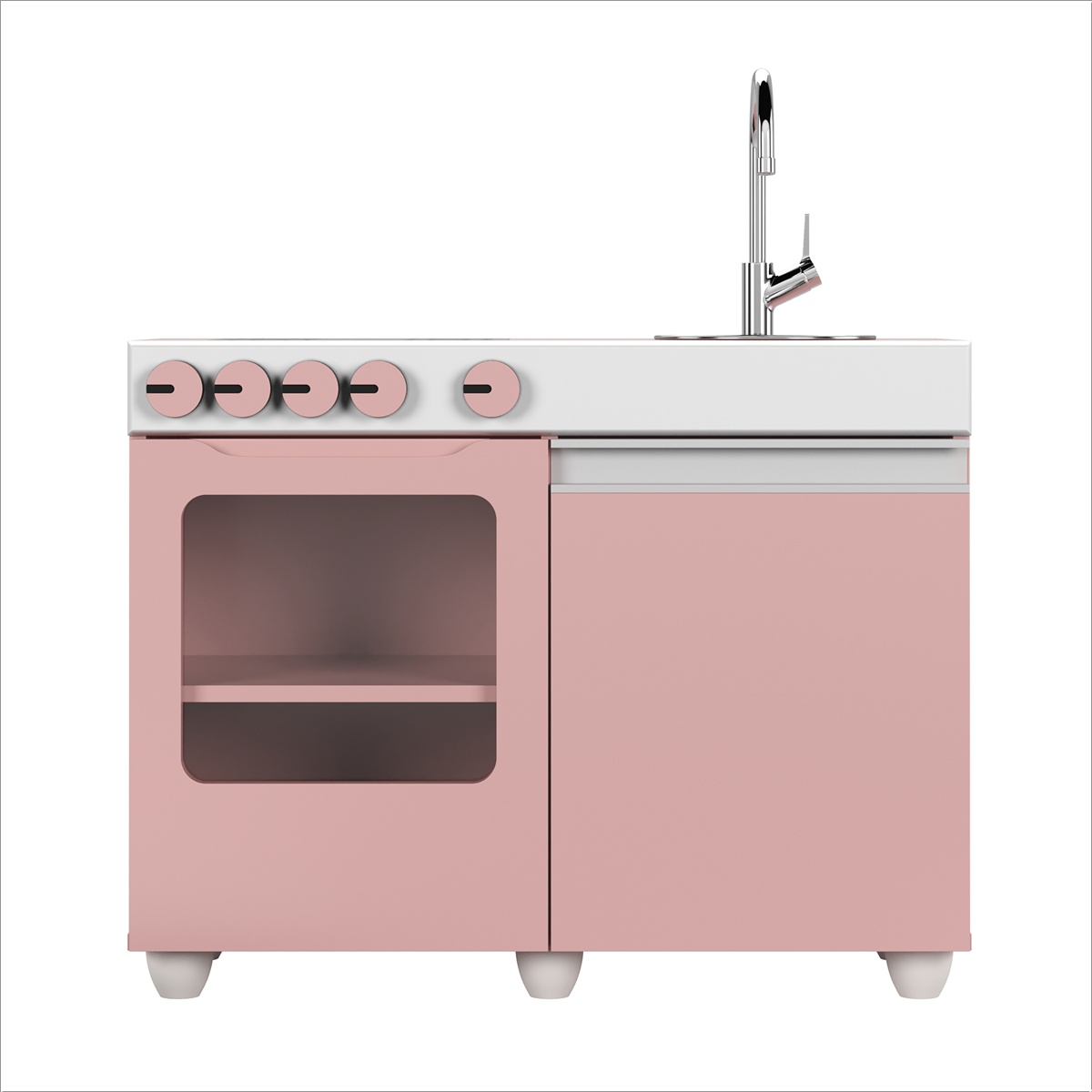 Mini Cozinha Infantil Luli Com Pia e Fogao Rosa Branco - DDCOFT319867