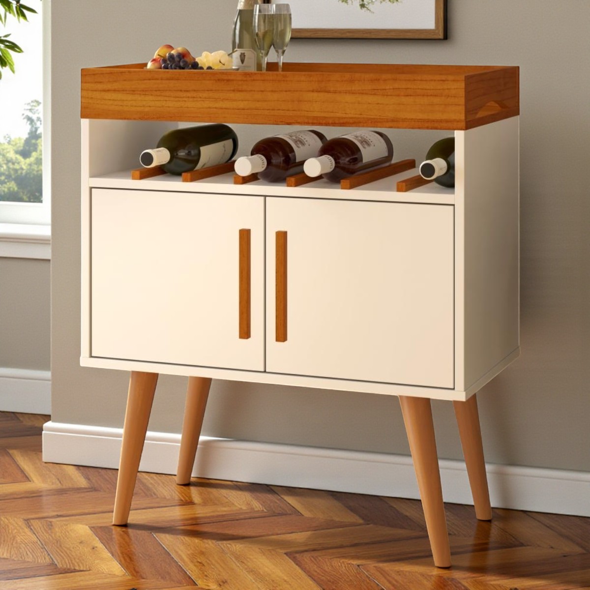 Aparador Adega Denver Off White Caramelo - DDCOFT312462