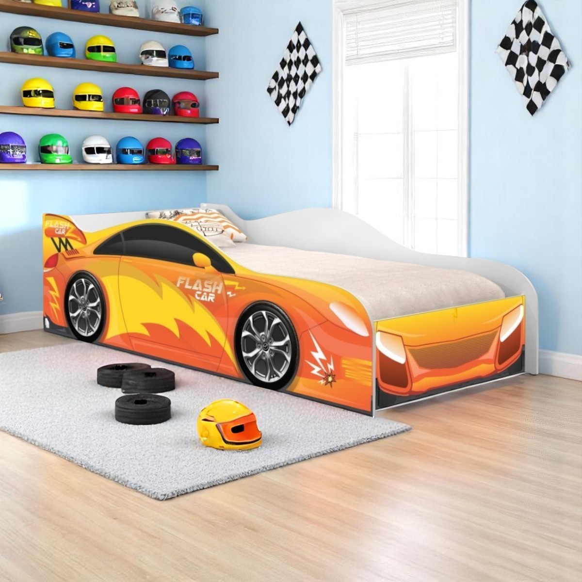 Cama Solteiro Glow Velocista Laranja - DDCKMCB202209PS