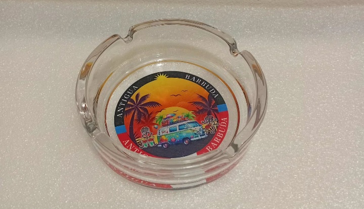 Glass Ashtray with Caribbean Design