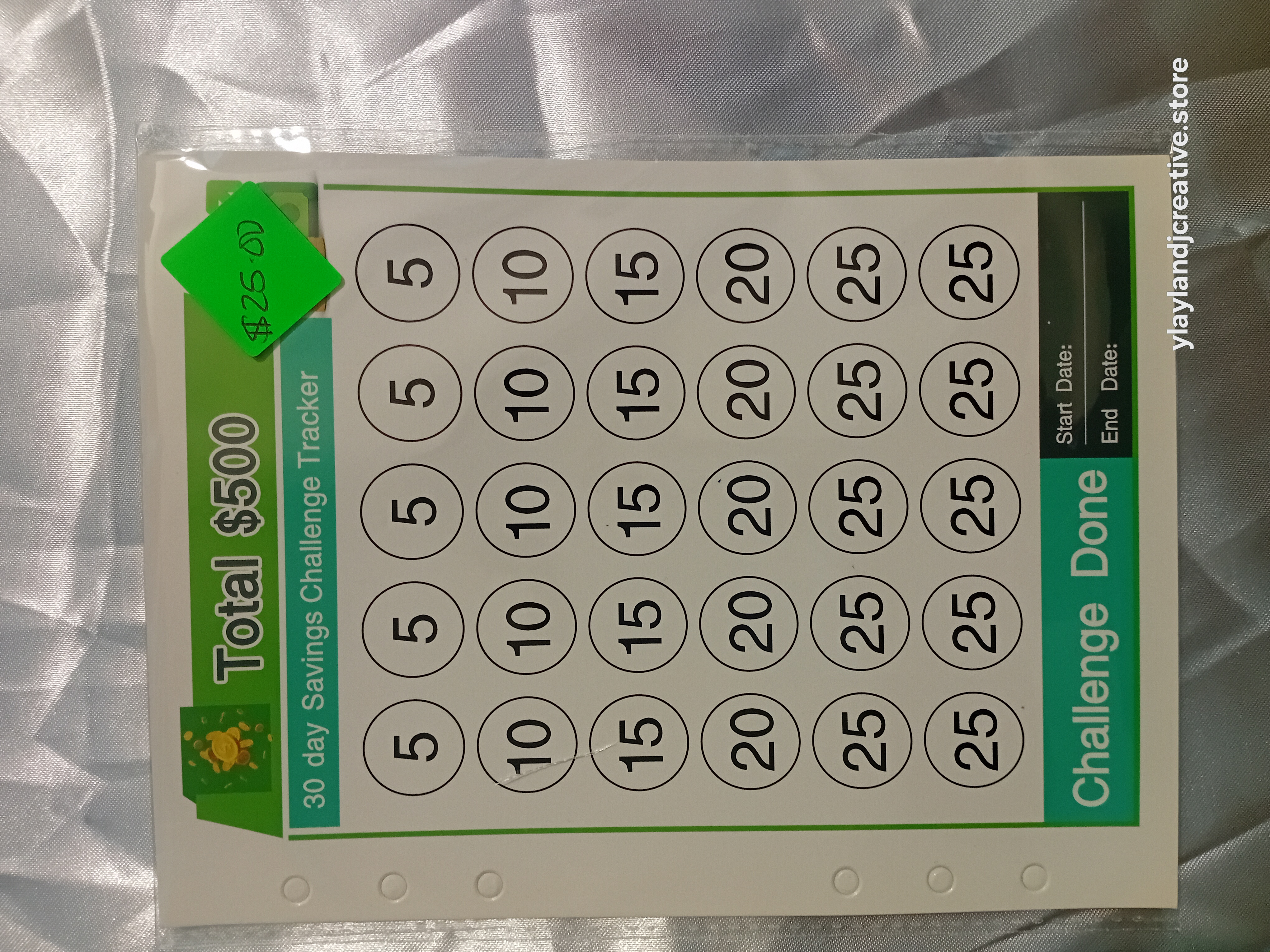 Savings Challenge with Envelope