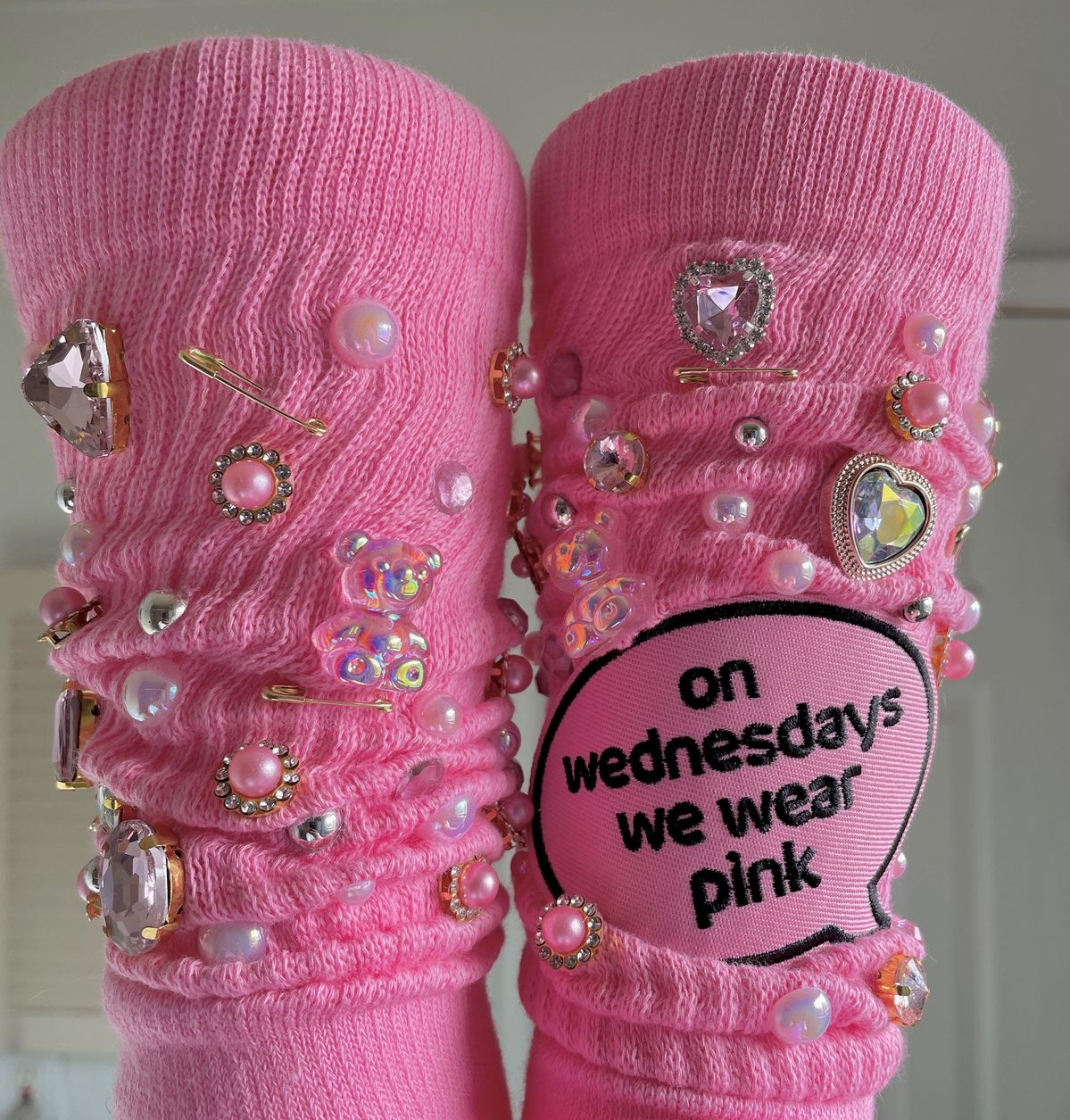 Embellished Pink Statement Socks