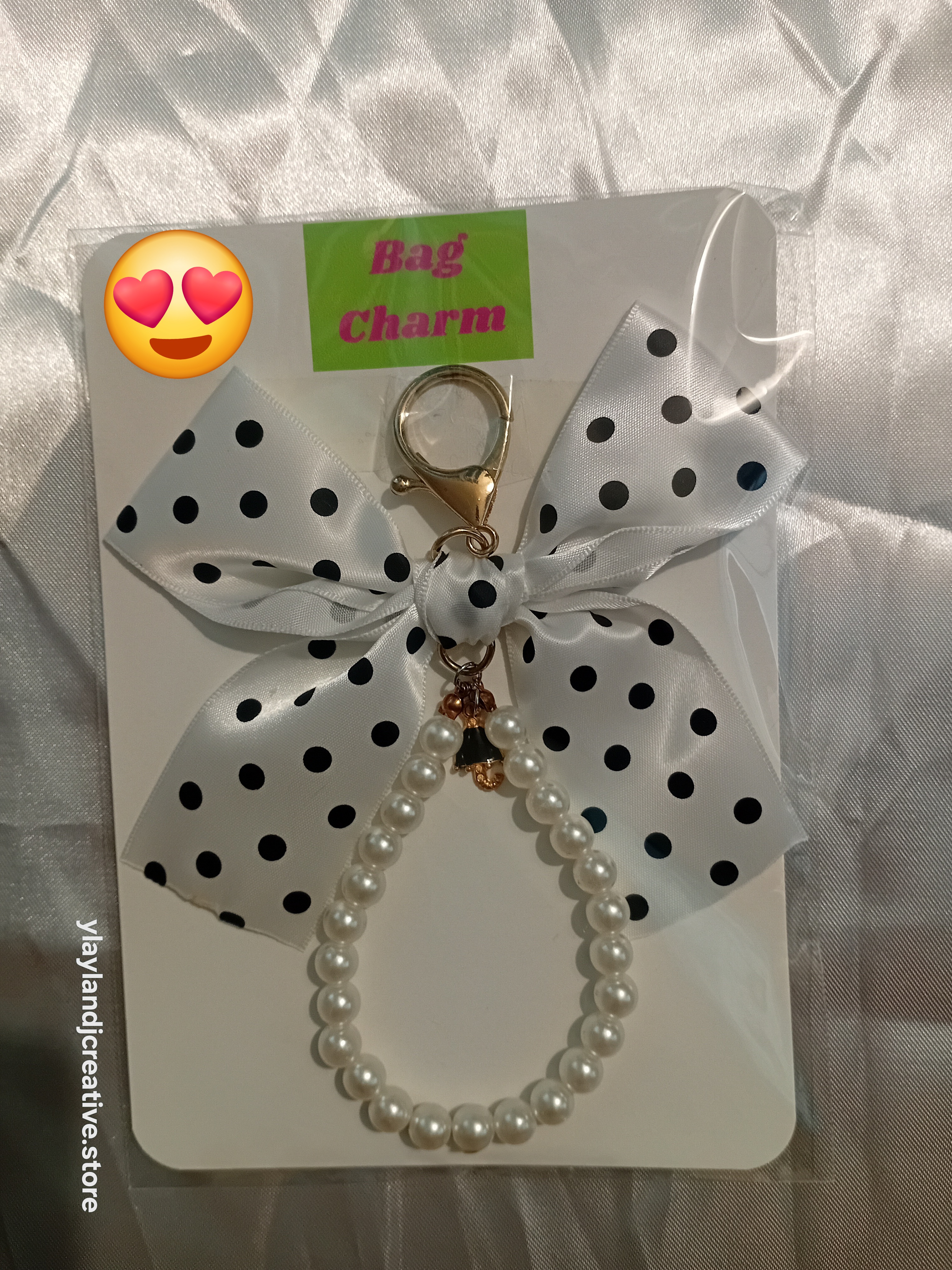 Polka Dot Bow Pearl Bag Charm