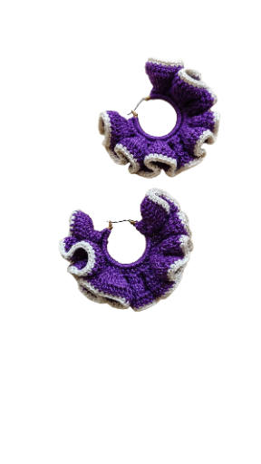 Handcrafted Purple Crochet Hoop Earrings
