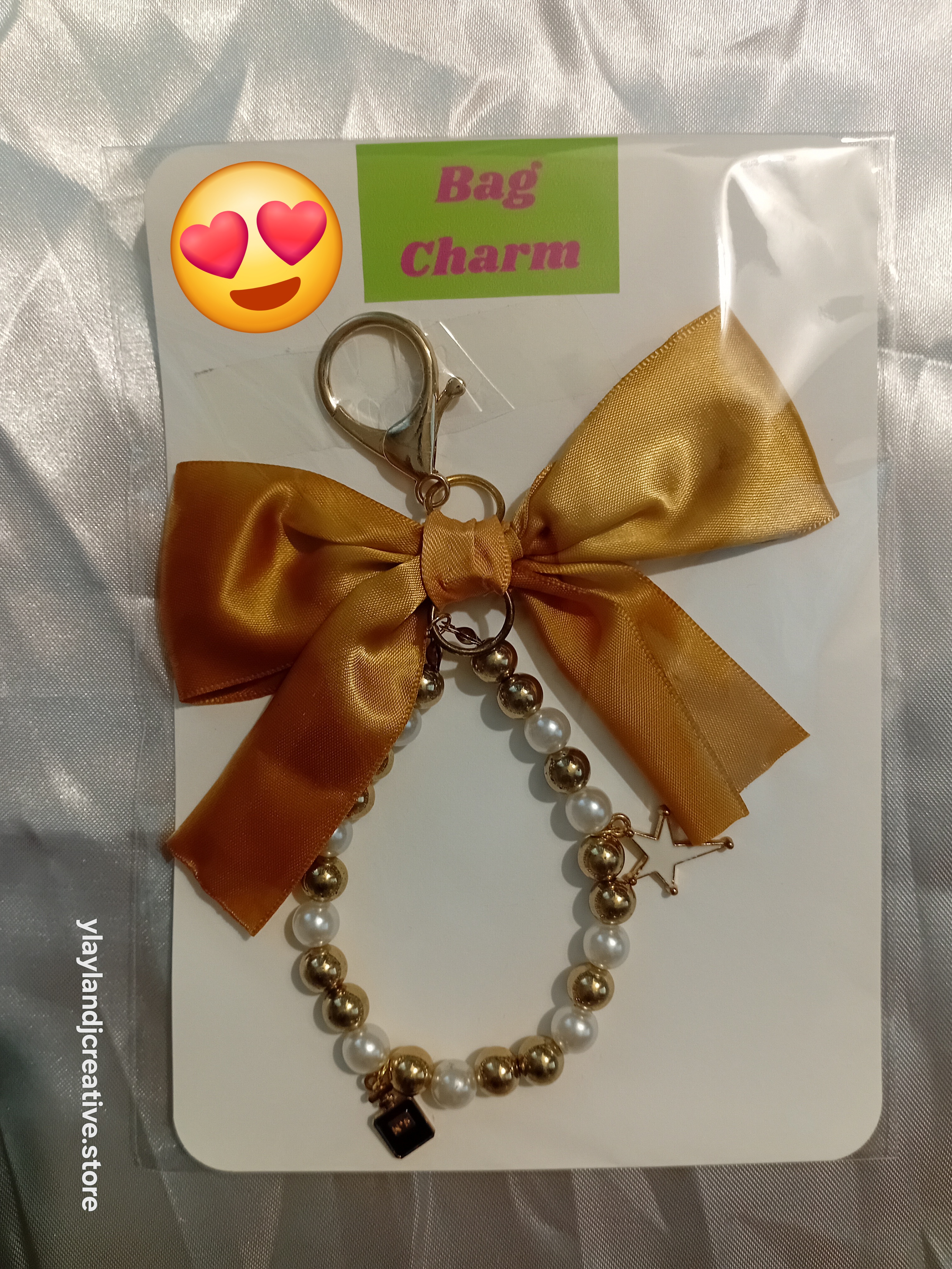 Polka Dot Bow Pearl Bag Charm