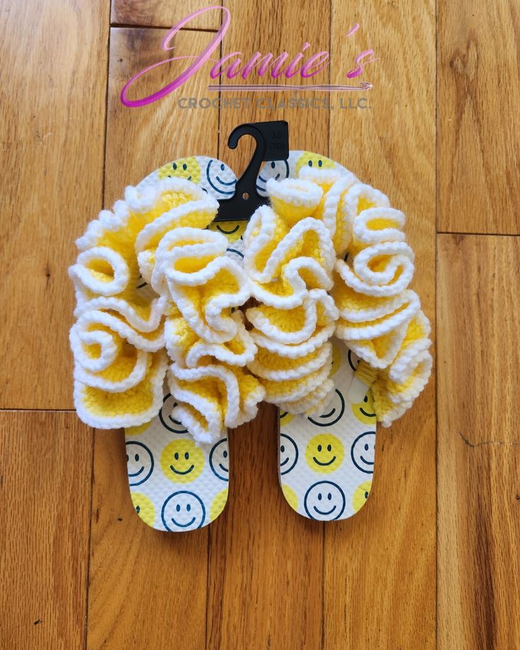 Handmade Pink Flip-Flops with Crocheted Ruffles