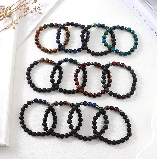 Set of Beaded Stone Bracelets