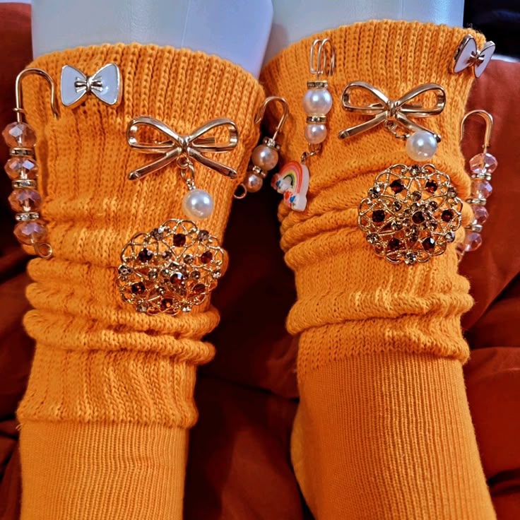 Embellished Pink Statement Socks