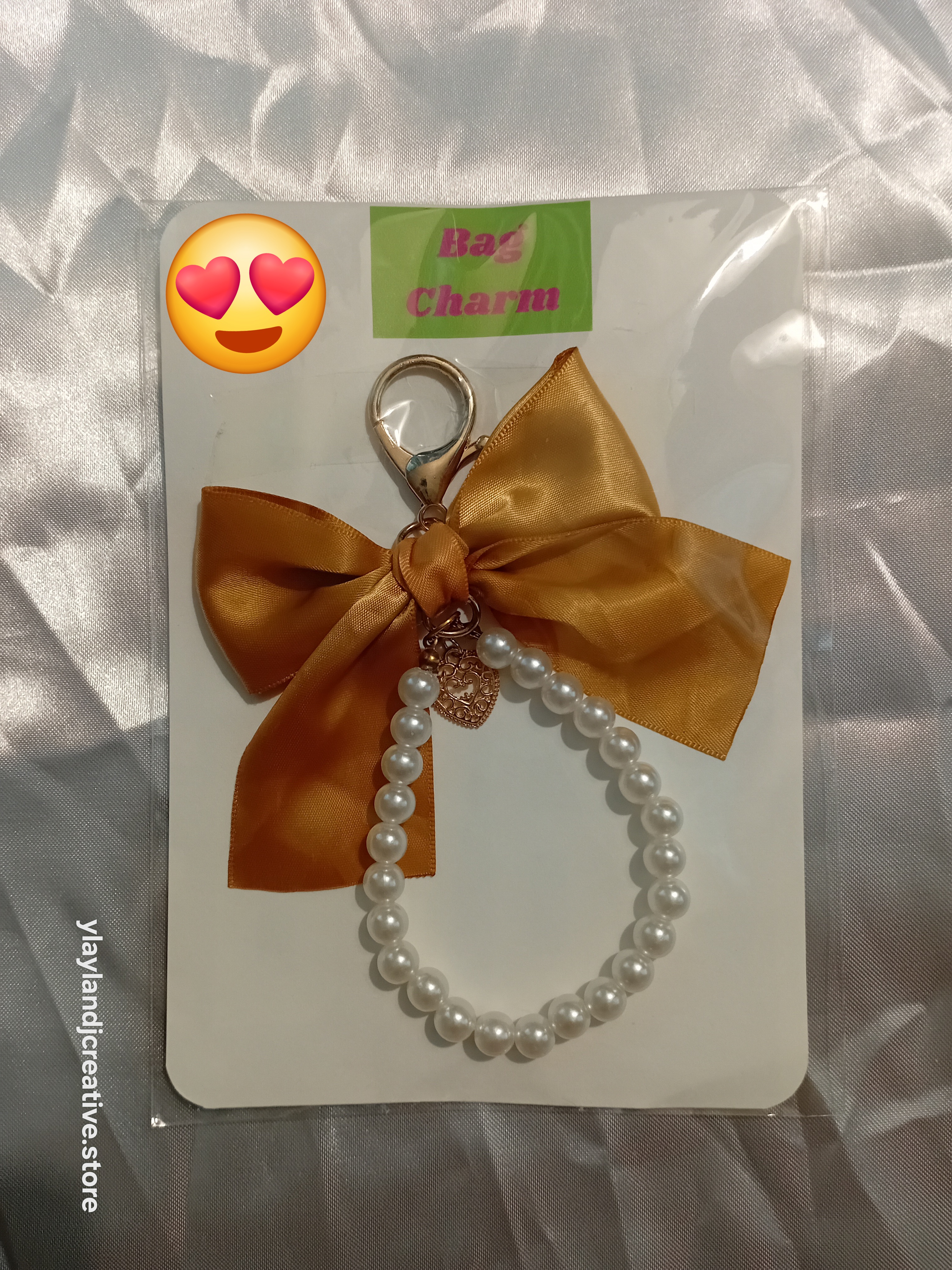 Polka Dot Bow Pearl Bag Charm