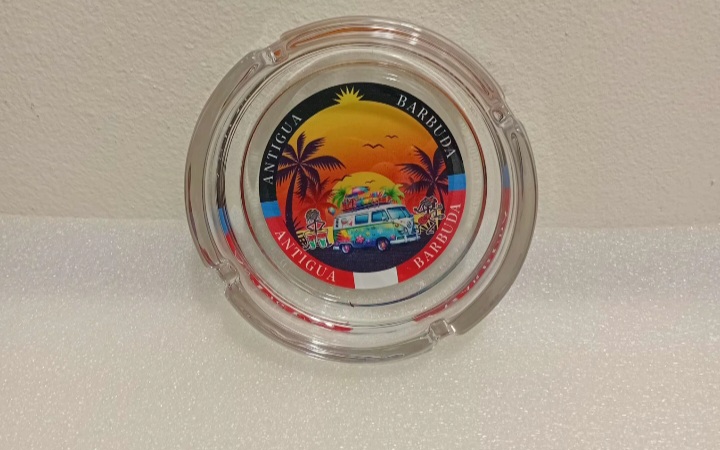 Glass Ashtray with Caribbean Design