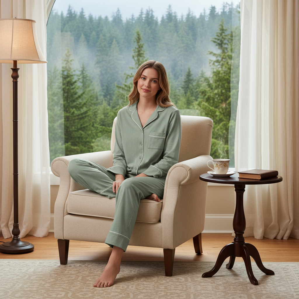 Sage Green Bamboo Long Sleeve Pyjamas