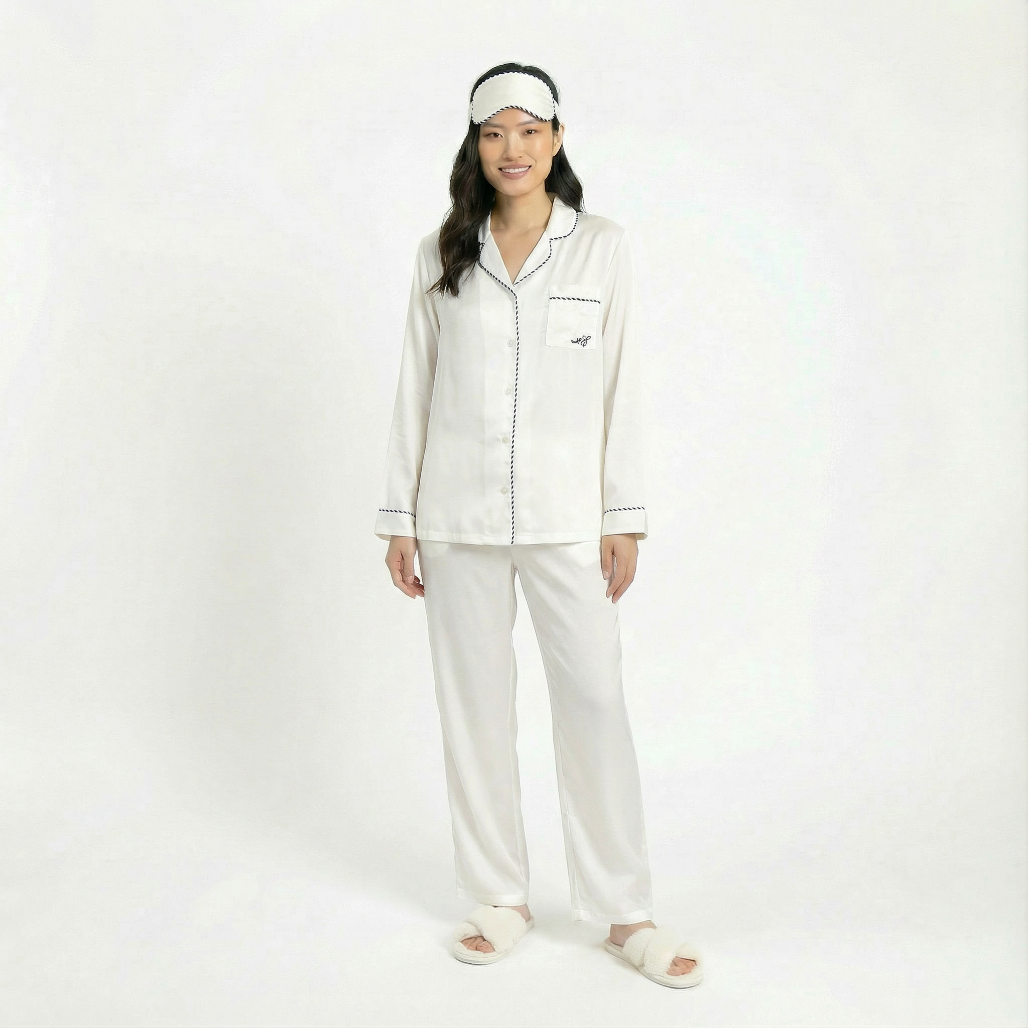 Pearl Bamboo Sateen Long Sleeve Pyjama Set