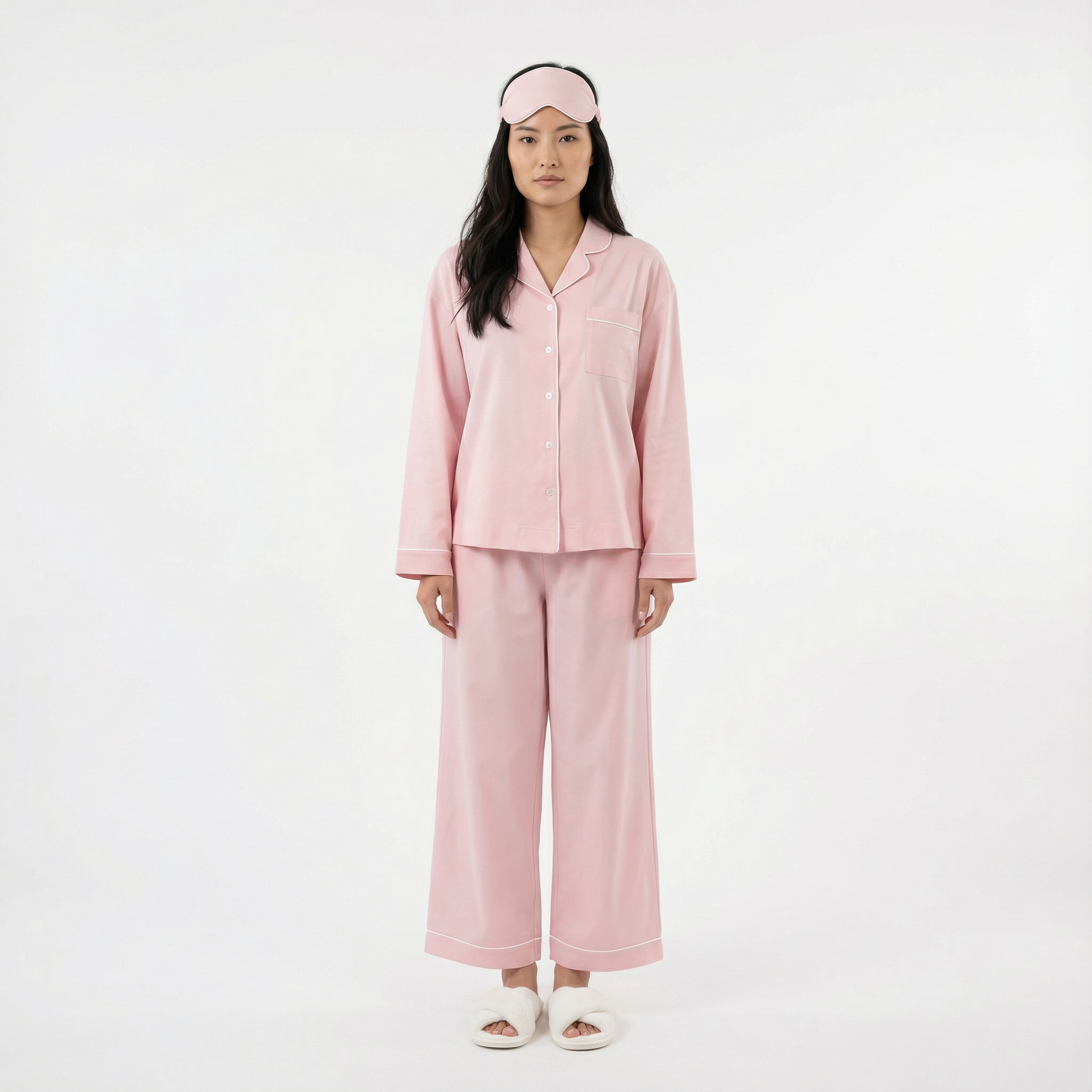 Pink Cotton Long Sleeve Pyjama Set