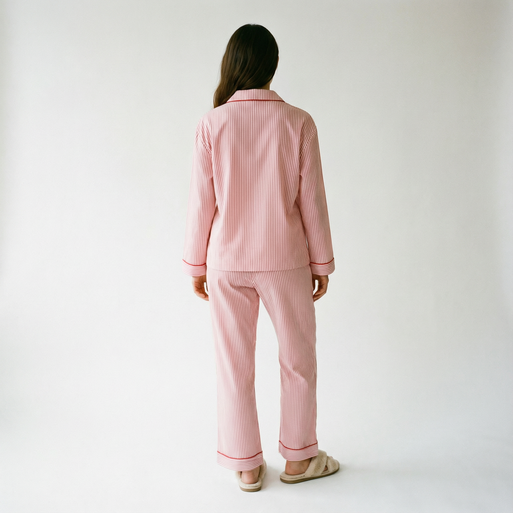 Pink Striped Cotton Long Sleeve Pyjama Set