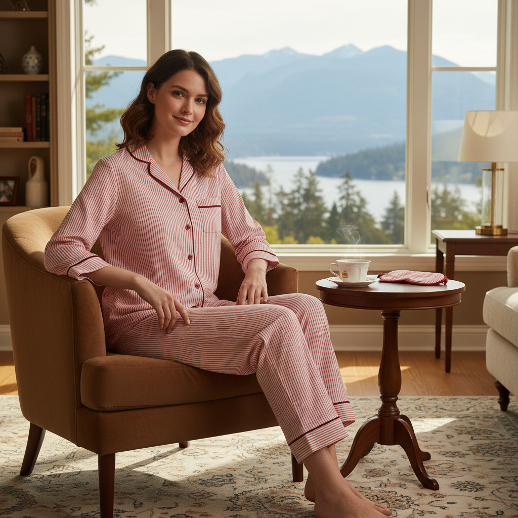 Pink Striped Cotton Long Sleeve Pyjamas