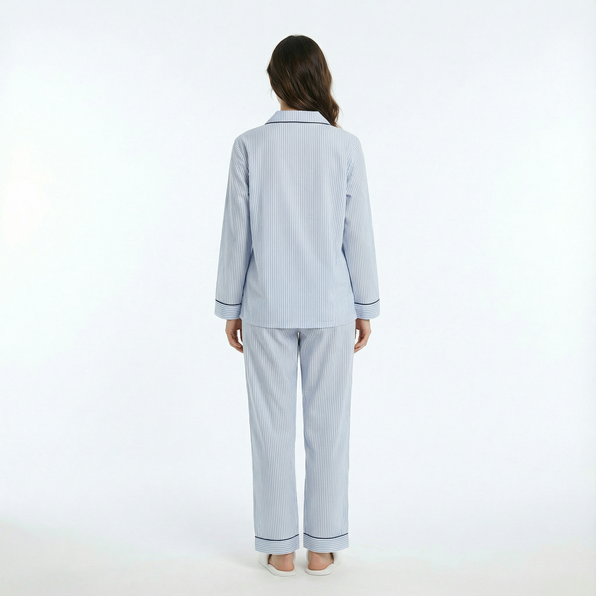 Blue Striped Bamboo Hemp Long Sleeve Pyjama Set
