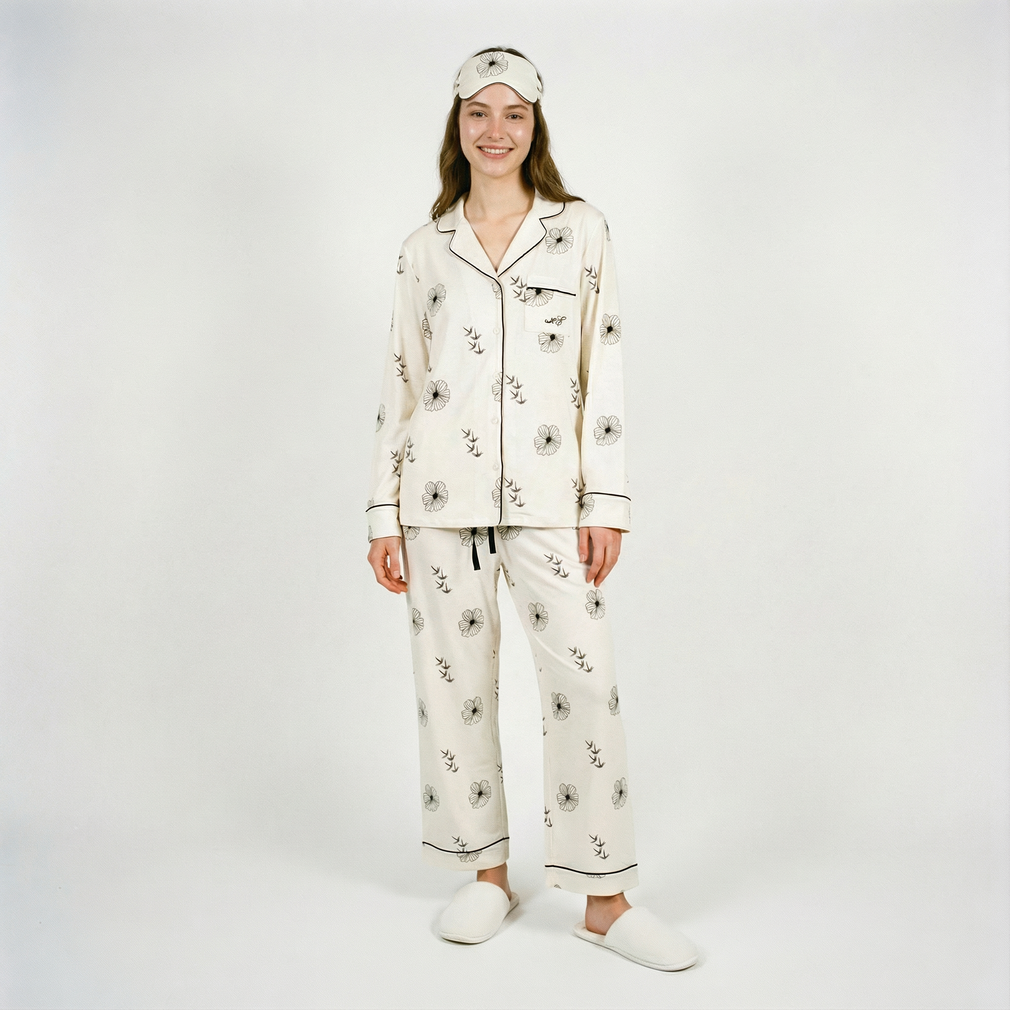 Ivory Bamboo Long Sleeve Pyjama Set