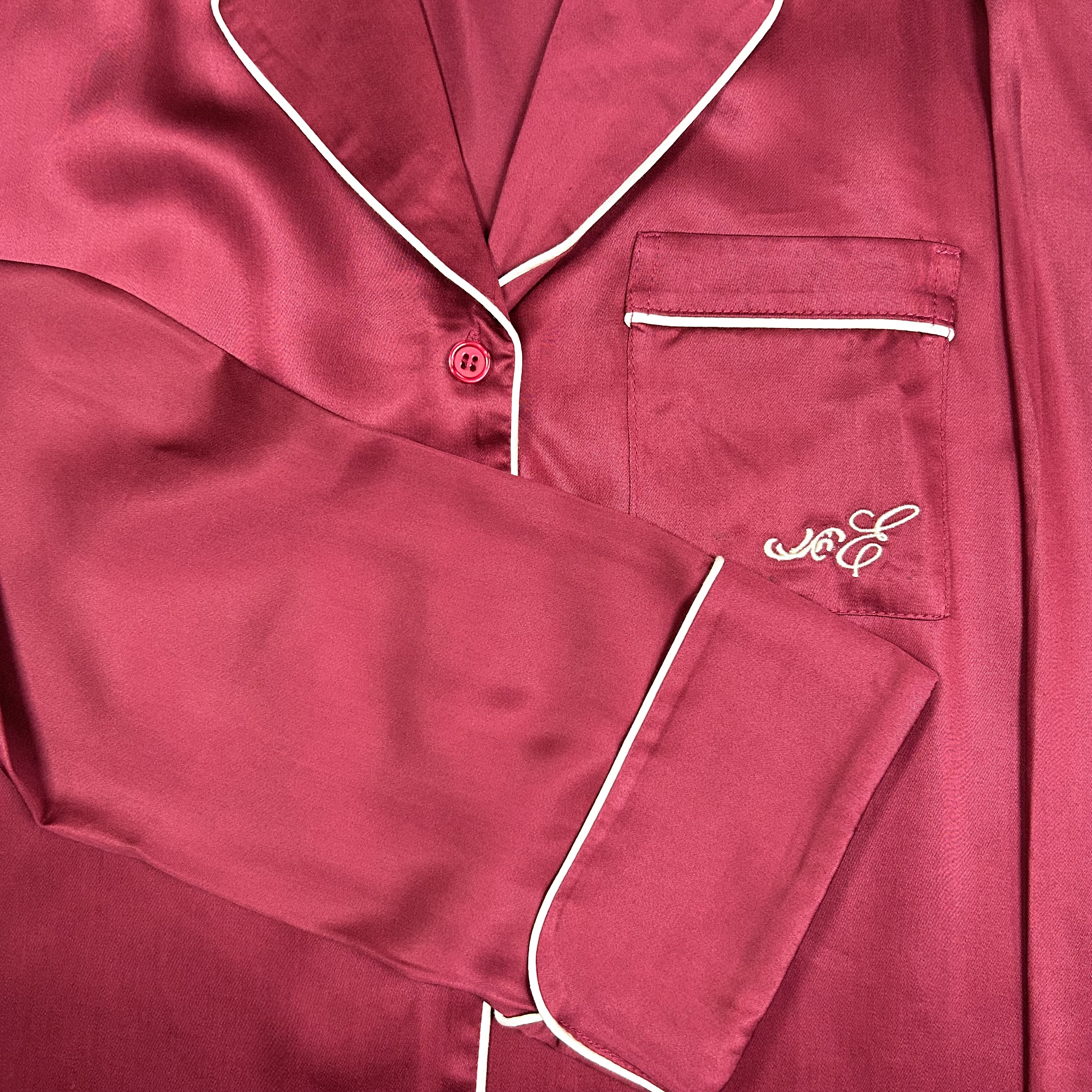Burgundy Bamboo Sateen Long Sleeve Pyjama Set