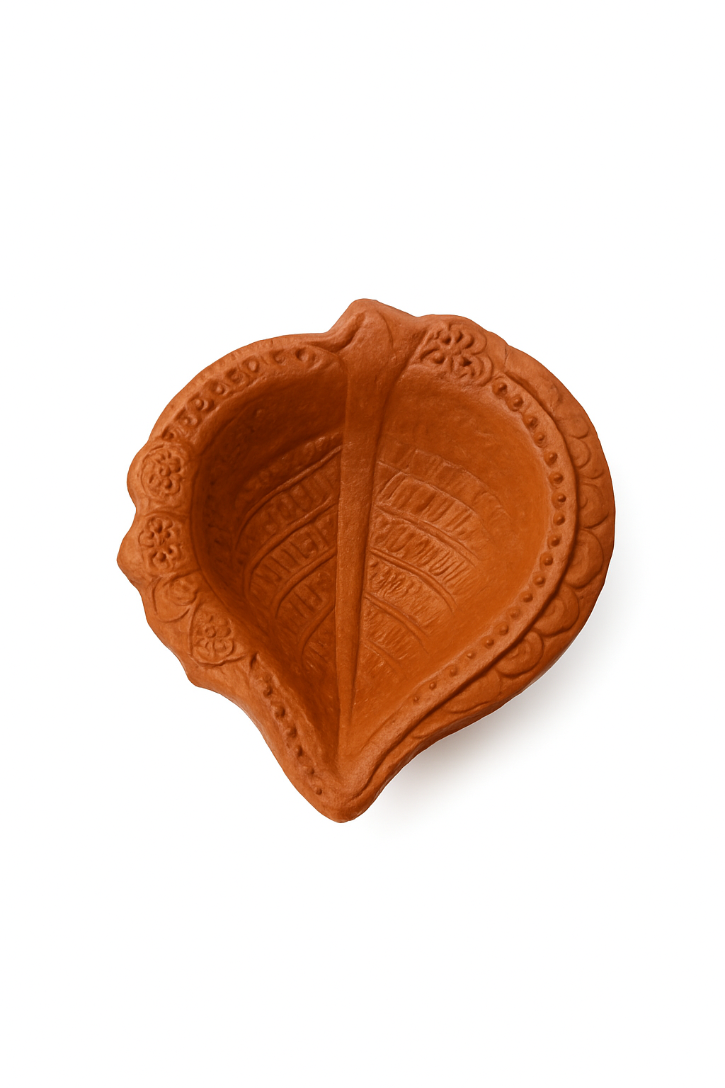 Krishak Bharti Floral Motif Clay Diya – Medium